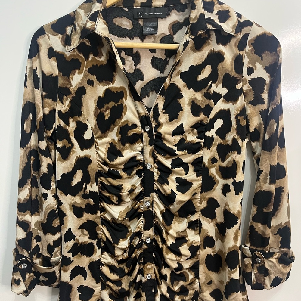 INC Leopard Print Blouse